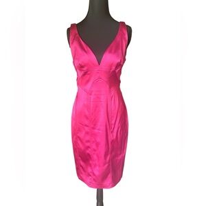 David Meister Pink Sheath Mini Dress V-Neck Sleeveless